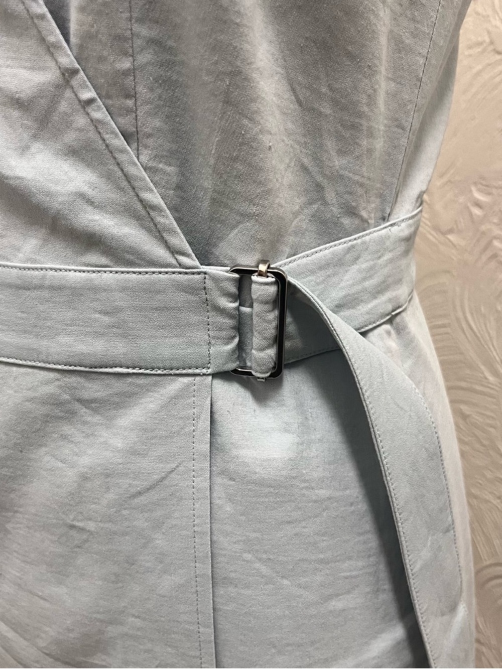 Theory Sleeveless Pale Blue Linen Midi Wrap Dress NWT - Picture 9 of 14
